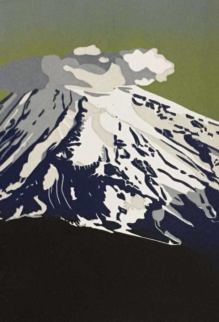 La Tête dans les nuages, linogravure couleur à planche perdue (7 passages), 2017.