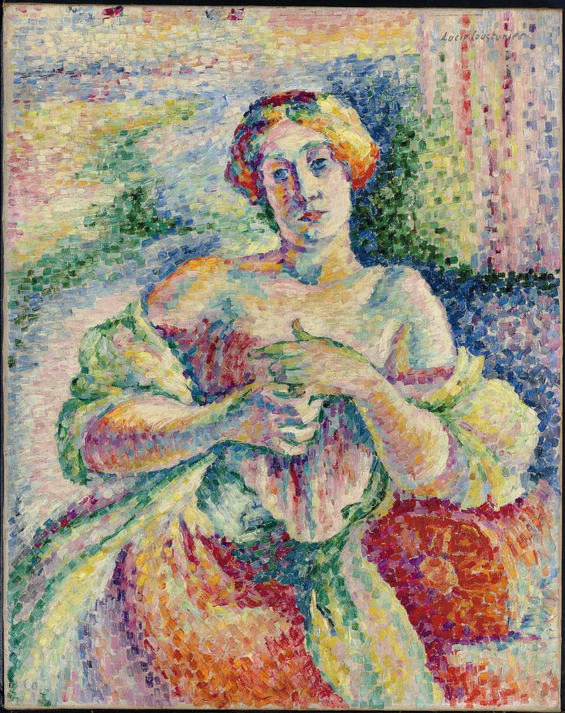 Lucie Cousturier (1876-1925), Portrait de femme en rose et bleu, 1908.