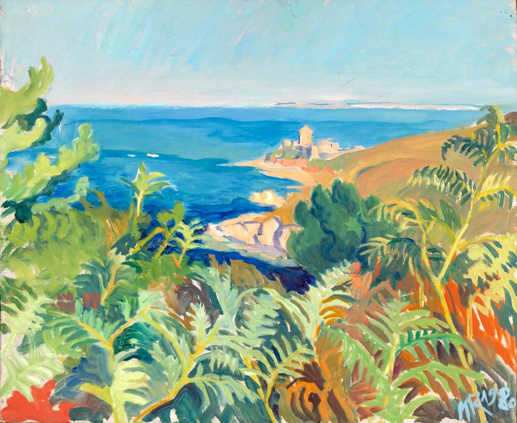 Marguerite Raffray (1907-2004), Le Fort la Latte, septembre 1980. Huile sur panneau, 38 x 46 cm.