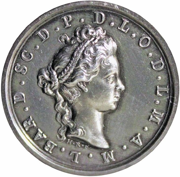 Anonyme, Médaille de l’ordre de la Mouche à miel, 1703 (refonte du XIXᵉ siècle, avers). Bronze argenté, 2,8 cm. Sceaux, collection particulière.