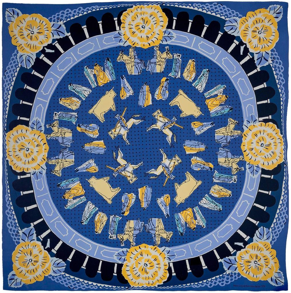 Raoul Dufy (1877-1953), La Corrida, non daté. Carré, twill de soie. Lyon, musée Soieries Brochier.