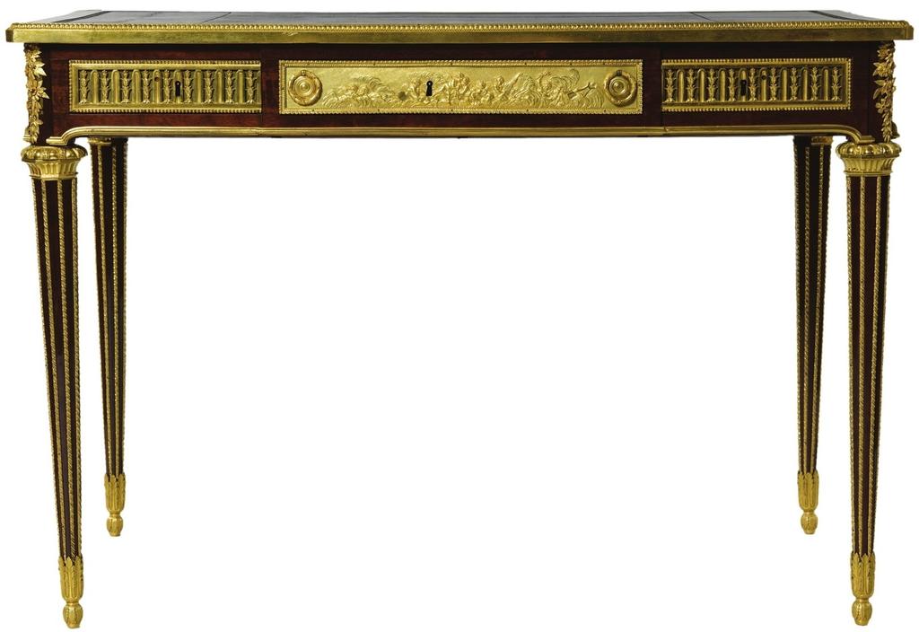Jean-Henri Riesener, bureau ou « table en bureau », vers 1783. Utilisé par la reine Marie-Antoinette au hameau de Trianon. Musée national du château de Versailles.