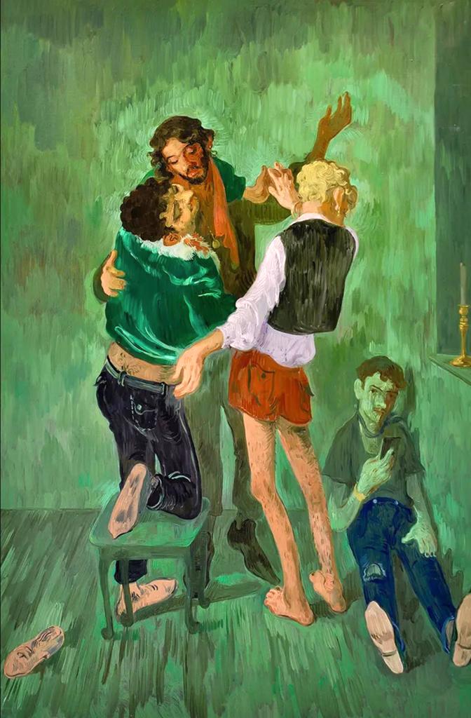 Salman Toor (né en 1983), After Party, 2019. Huile sur toile, 91,5 x 61 cm. Collection Al Thani. 