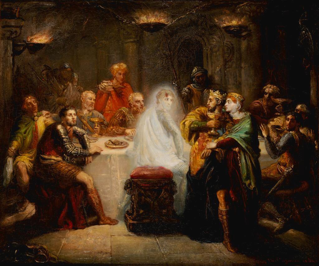 Théodore Chassériau (1819-1856), Le spectre de Banquo, 1854-1855. Huile sur bois, 53,8 x 65,3 cm. Reims, musée des Beaux-Arts.