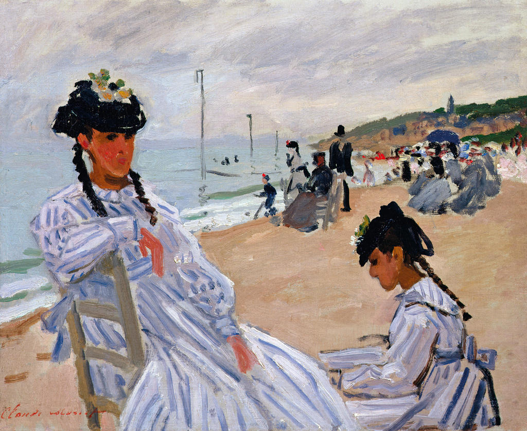 Claude Monet, Sur la plage à Trouville, 1870. Huile sur toile, 38 x 46 cm. Paris, musée Marmottan Monet. 
