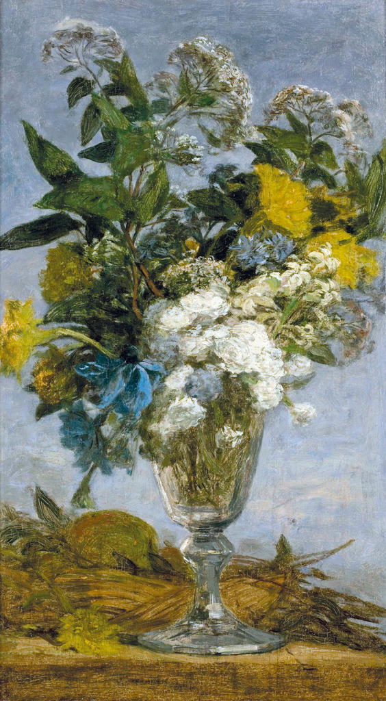 Eugène Boudin, Fleurs dans un verre, 1861-1869. Huile sur bois, 41 x 24 cm. Le Havre, musée d’Art moderne André Malraux – MuMa.
