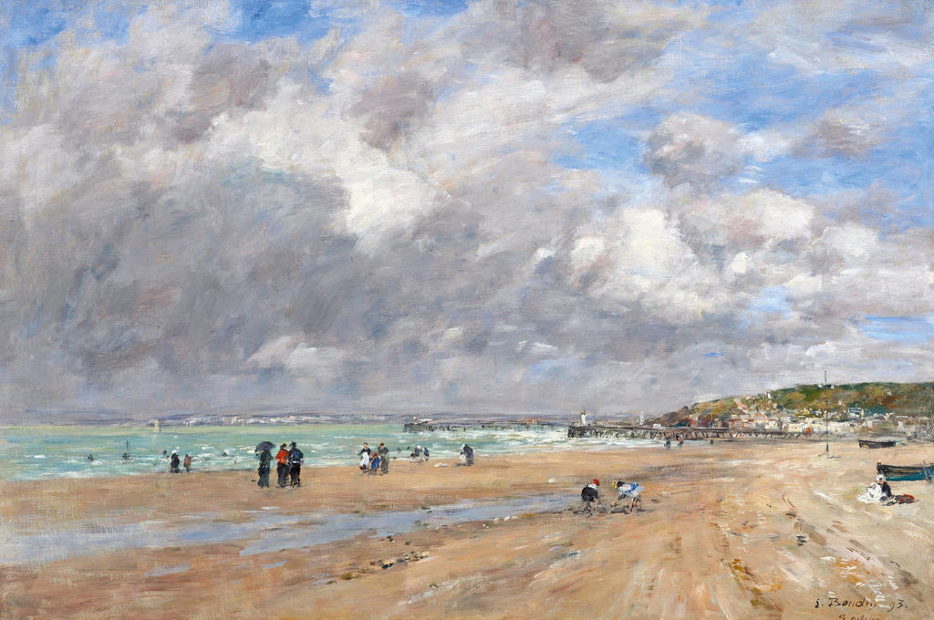 Eugène Boudin, La Plage de Deauville, 1893. Huile sur toile, 50,2 x 74 cm. Collection de Yann Guyonvarc’h.