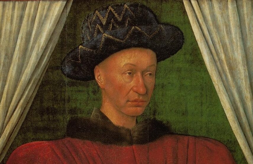 Jean Fouquet, Portrait de Charles VII (détail), Tours, vers 1450-1455. Huile sur bois (chêne), 98,8 x 84,5 cm. Paris, musée du Louvre, département des Peintures.