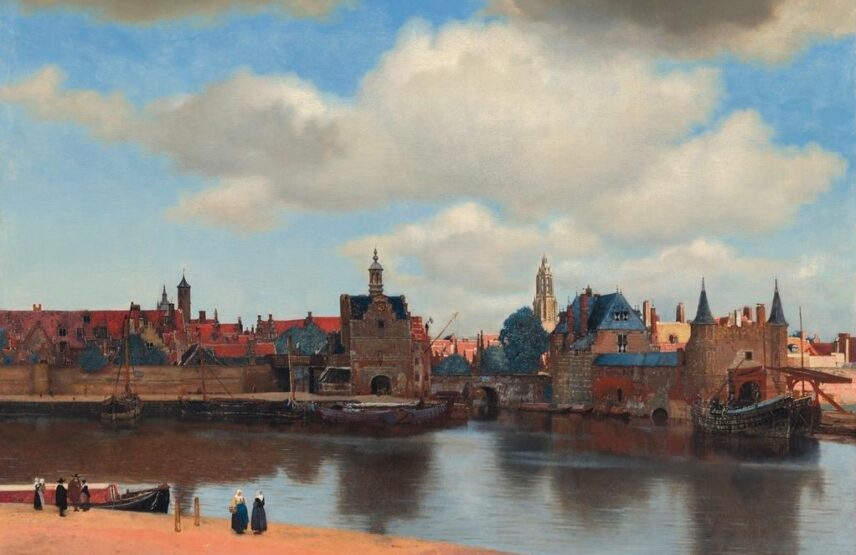 Johannes Vermeer (1632-1675), Vue de Delft, vers 1660-1661. Huile sur toile, 115,7 x 96,5 cm. La Haye, Mauritshuis.