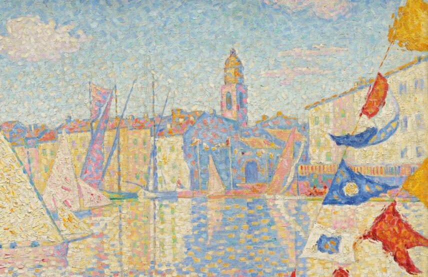 Paul Signac (1863-1935), Saint-Tropez, port en fête (détail), 1895. Huile sur toile, 65,5 x 81 cm. Vente Zurich, Koller, 27 juin 2025. Estimé : 2/3 MCHF. Adjugé : 6 177 000 CHF (6 642 221 € frais inclus).