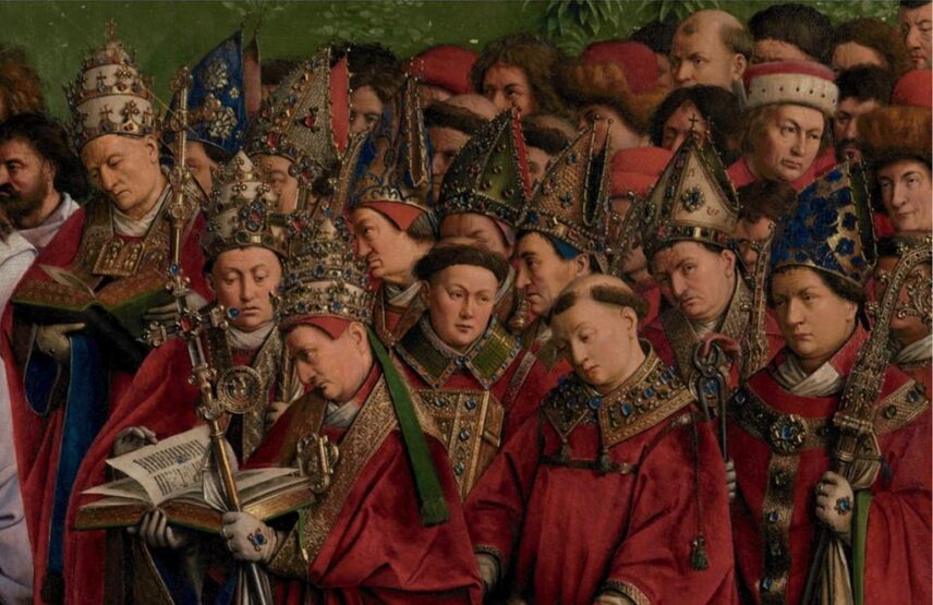 Scène centrale du polyptyque, détail des Martyrs.