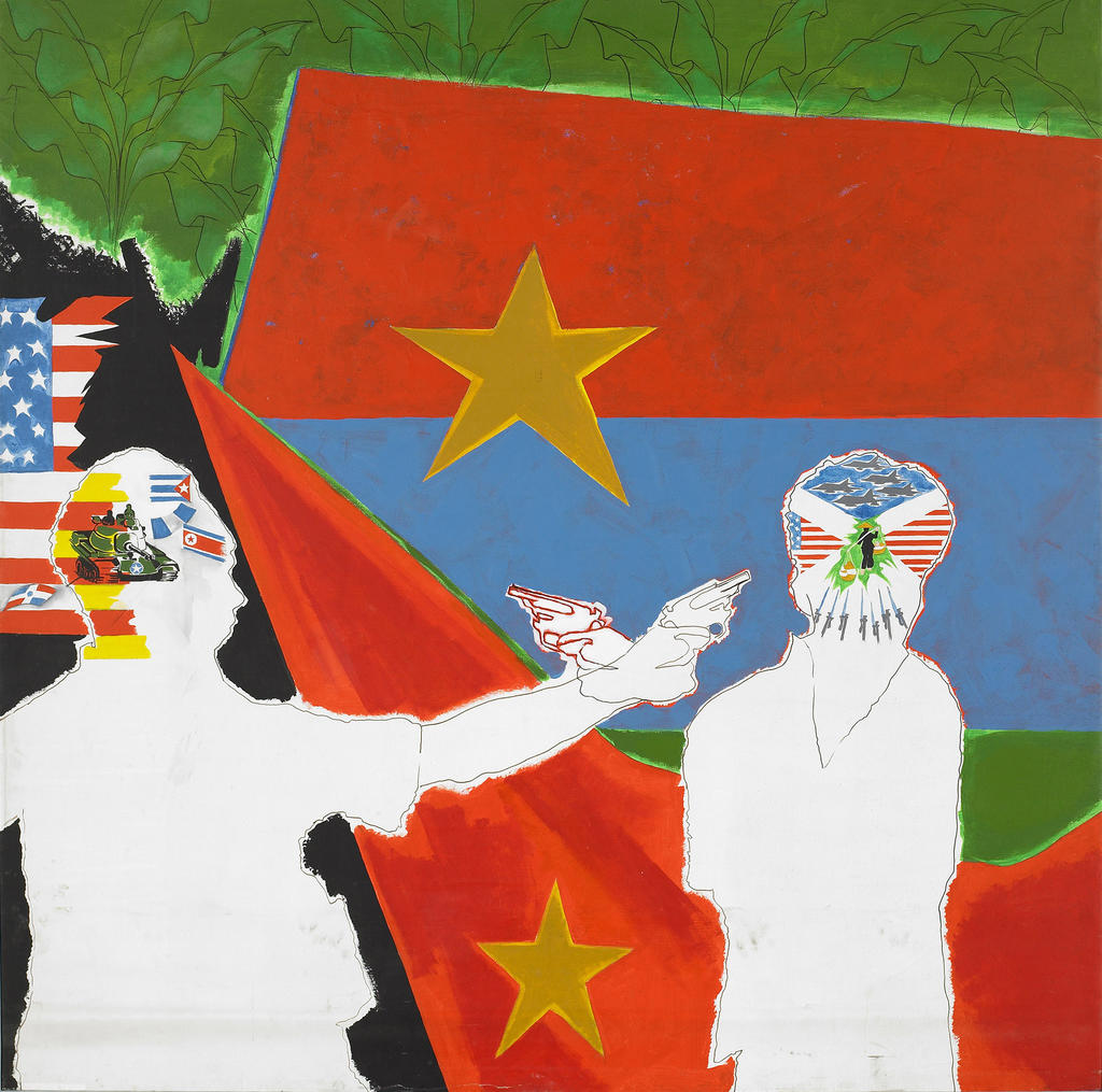 Bernard Alleaume (1930-1998), Salle rouge pour le Vietnâm, 1968. Huile sur toile, 189 x 199 cm. Dole, musée des Beaux-Arts.