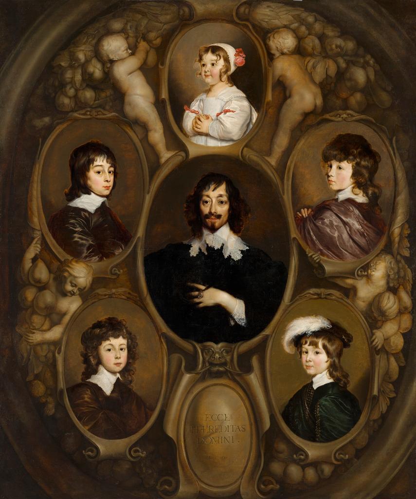 Adriaen Hanneman, Portrait de Constantijn Huygens (1596‑1687) et ses cinq enfants, 1640. Huile sur toile, 204,2 x 173,9 cm. La Haye, Mauritshuis.