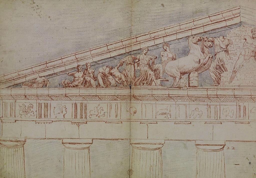 Anonyme de Nointel (Jacques Carrey), Dessins des frontons et métopes du Parthénon, avant 1687.