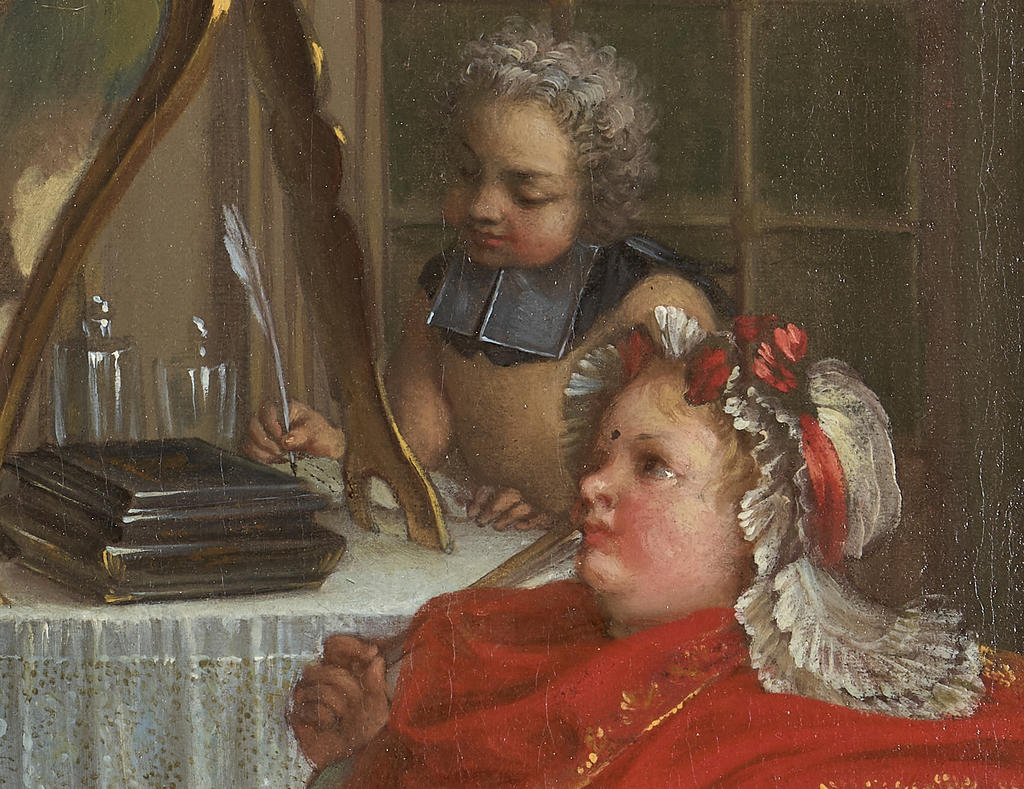 Charles-Antoine Coypel (1694-1752), Jeux d’enfants à la toilette (détail), 1728. Huile sur toile, 65,7 x 83,2 cm. Versailles, musée national du château de Versailles et de Trianon.