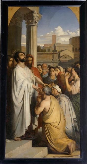 Hippolyte Flandrin (1809-1864), Saint Clair guérissant les aveugles, 1836. Huile sur toile, 300 x 140 cm. Nantes, cathédrale Saint-Pierre-et-Saint-Paul (détruit).