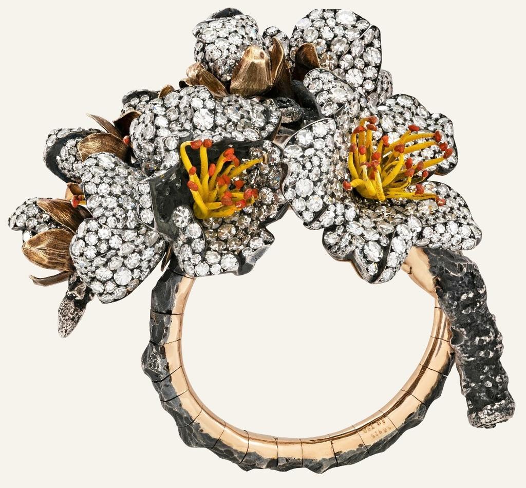 JAR, bracelet en argent noirci, diamants et émail. D. 12 cm. Vente Genève, Christie’s, 14 mai 2025. Estimé : 280 000/550 000 CHF. Adjugé : 2 374 250 CHF (2 542 283 € frais inclus).