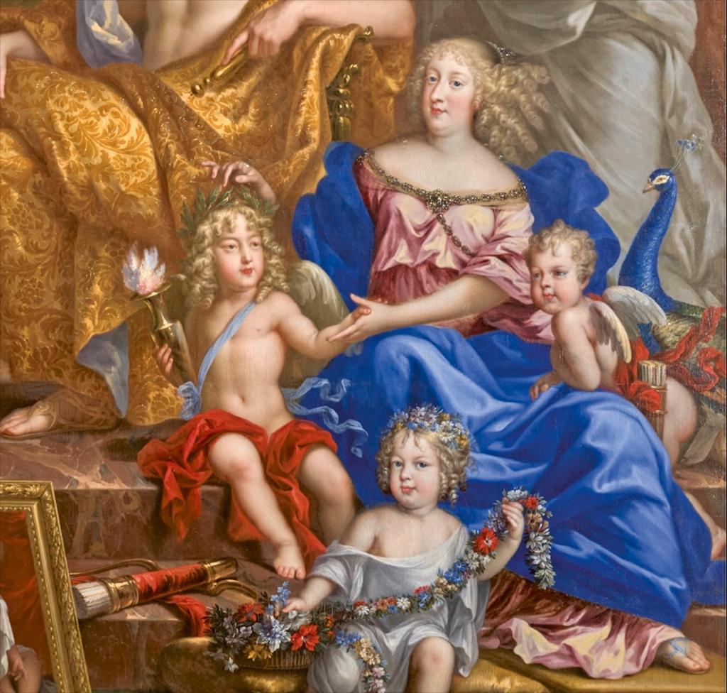 Jean Nocret (1615-1672), La Famille royale dans l’Olympe (détail), vers 1670. Huile sur toile, 306 x 426,5 cm. Versailles, musée national des châteaux de Versailles et de Trianon.