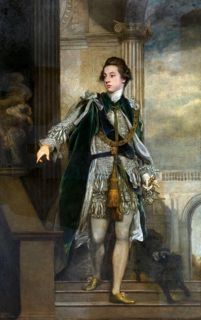 Joshua Reynolds, Frederick Howard, 5ᵉ comte de Carlisle, 1769. Huile sur toile, 240 x 147,5 cm Londres, Tate, en dépôt à Castle Howard.