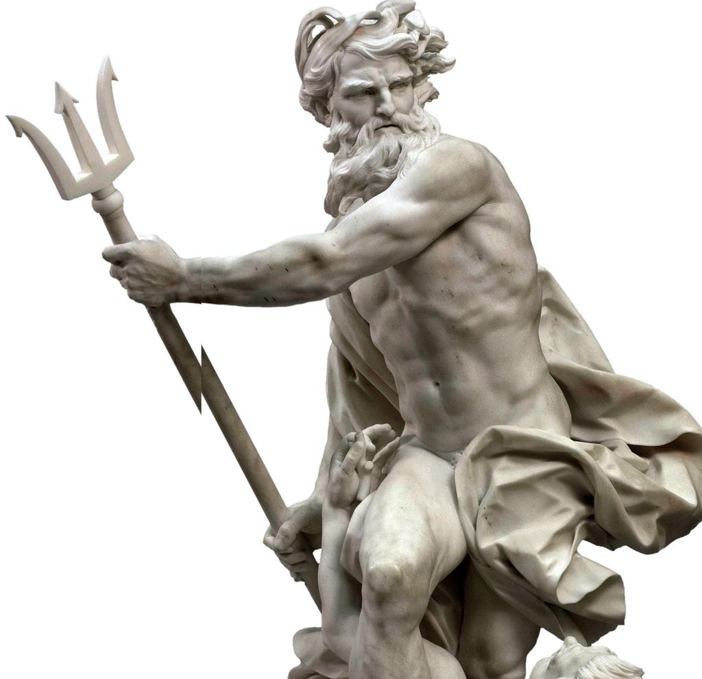 Lambert Sigisbert Adam, Neptune calmant la tempête accompagné d’un triton (détail), 1737. Marbre, 85 x 59 x 48 cm. Paris, musée du Louvre.