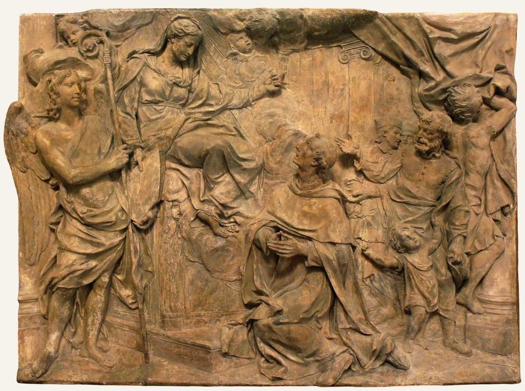 Lambert Sigisbert Adam, L’Apparition de la Vierge à saint André Corsini, 1732. Terre cuite, 96 x 131 x 15 cm. Nancy, musée des Beaux-Arts.