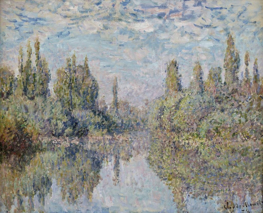 Claude Monet (1840-1926), La Seine à Vétheuil, 1878. Huile sur toile, 50,5 x 61,5 cm. Le Havre,musée d’art moderne André Malraux, collection Olivier Senn, donation Hélène Senn-Foulds,2004. 