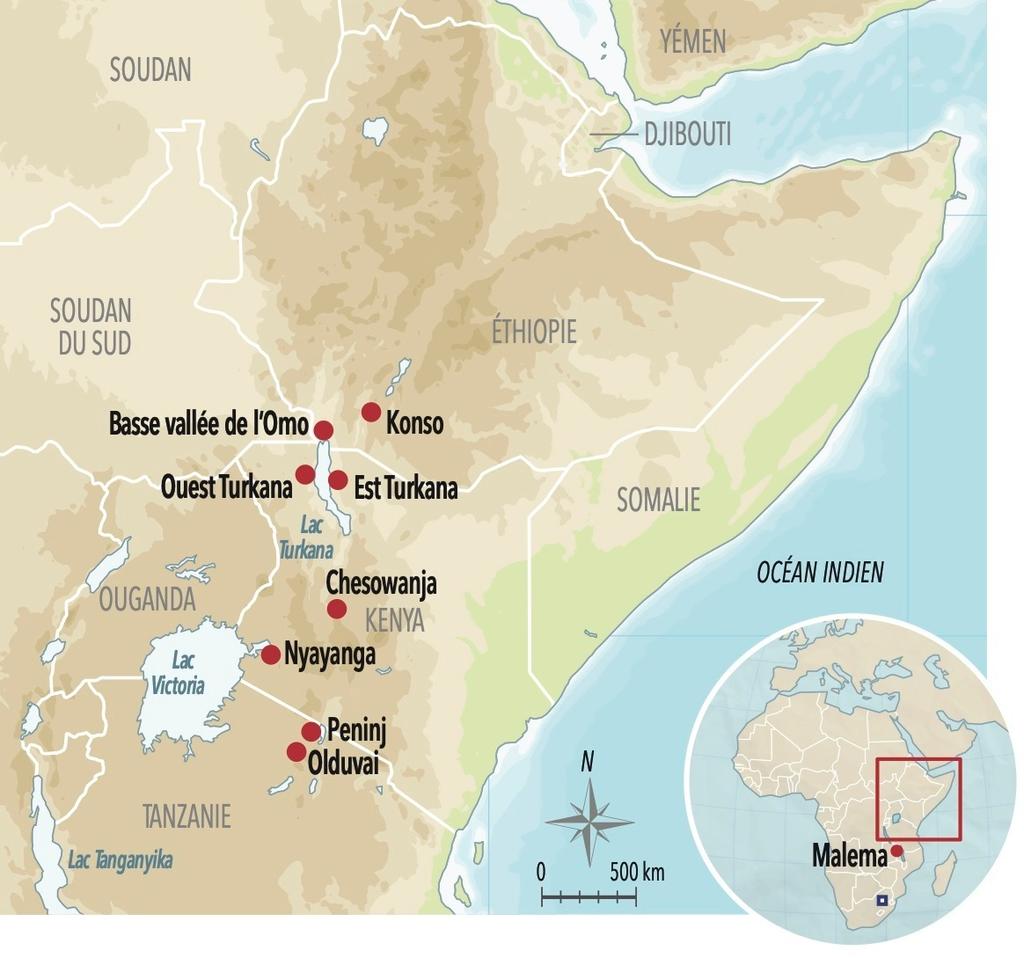 Localisation des sites en Afrique de l’Est.