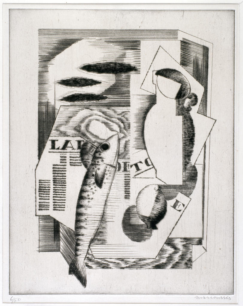 Louis Marcoussis (1878-1941), Viareggio. La Dépêche de Toulouse, 1926, pointe sèche et burin sur papier vergé, Strasbourg, musée d’Art moderne et contemporain.