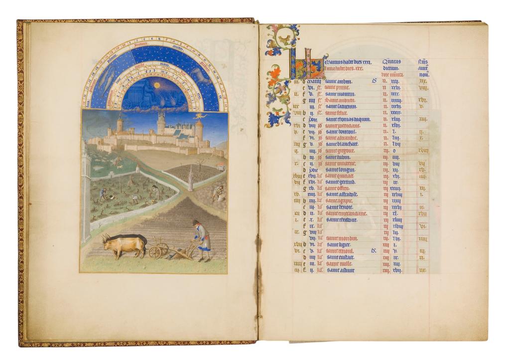 Le mois de mars : les premiers travaux des champs. Peinture des frères de Limbourg, complétée par Barthélemy d’Eyck, 1411-1446, extrait du calendrier des Très Riches Heures du duc de Berry (fol. 3v). Chantilly, bibliothèque du musée Condé. 
