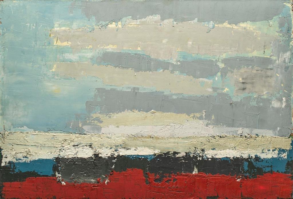 Nicolas de Staël (1913-1955), Paysage, Mantes, 1952. Huile sur panneau (fibre compactée), 38 x 55 cm. 