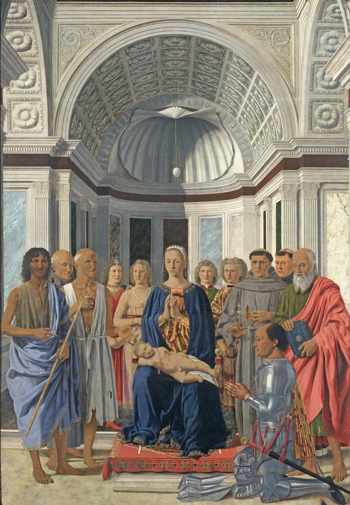Piero della Francesca (vers 1420-1492), Sainte Conversation, 1472-1474. Tempera sur toile, 251 x 172 cm. 
