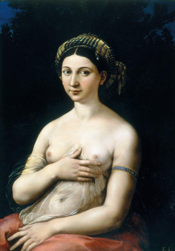 Raphaël, Portrait de femme dit La Fornarina, vers 1518-1520. Huile sur peuplier, 87 x 63 cm. Rome, Gallerie Nazionali – Palazzo Barberini.