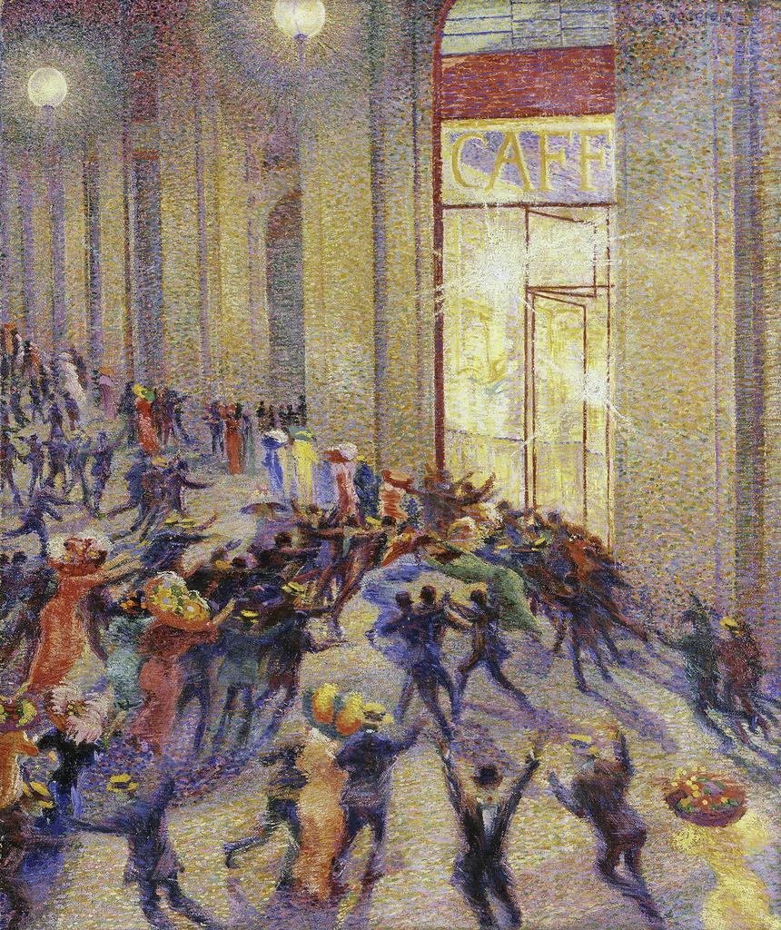 Umberto Boccioni (1882-1916), Rixe dans la galerie, 1910. Huile sur toile, 74 x 64 cm.
