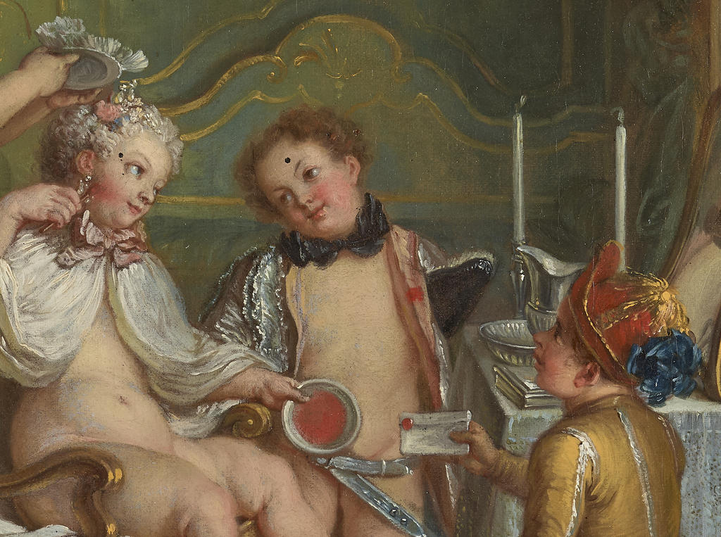 Charles-Antoine Coypel (1694-1752), Jeux d’enfants à la toilette (détail), 1728. Huile sur toile, 65,7 x 83,2 cm. Versailles, musée national du château de Versailles et de Trianon.