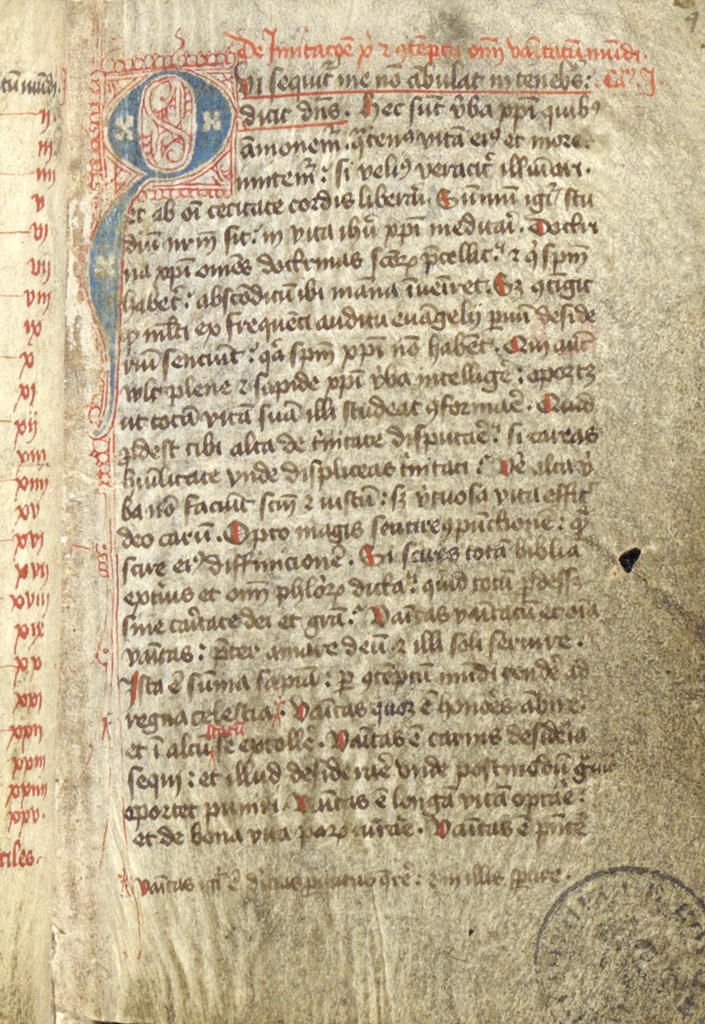 Ms. 5855-61, f. 1r° « Qui sequitur me non ambulat in tenebris ».