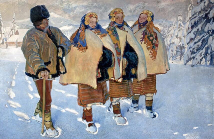 Władysław Jarocki (1879-1965), Houtsoules dans les Carpates, 1910. Huile sur toile, 201 x 282 cm. Musée national de Varsovie.