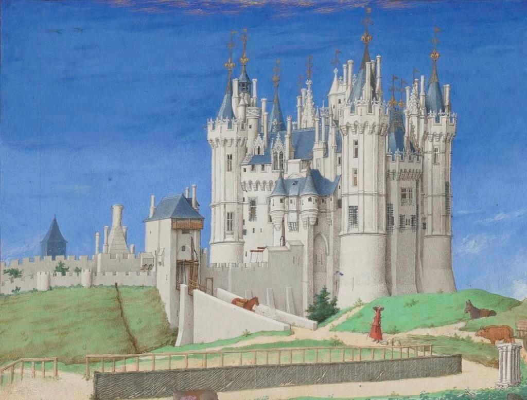 Frères de Limbourg, Barthélemy d’Eyck et Jean Colombe, Très Riches Heures du duc de Berry, fol. 9v : le Mois de septembre (détail).