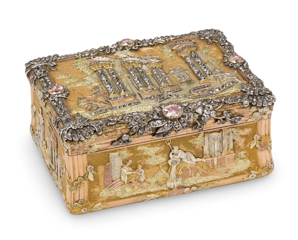 Tabatière, paysages classiques associés avec Dr Dimsdale, probablement Berlin, vers 1768. Collection Rosalinde & Arthur Gilbert en dépôt au Victoria and Albert Museum (346-2008).