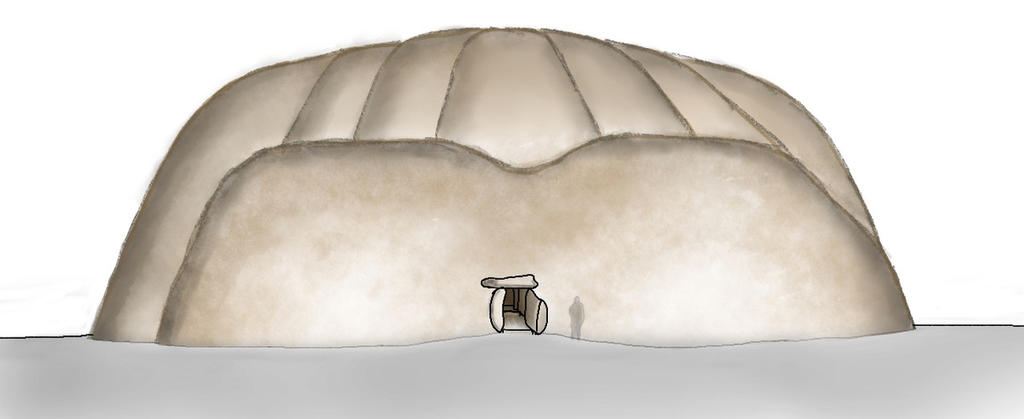 Restitutions de Gavrinis. Élévation de la façade principale de la phase 2. 