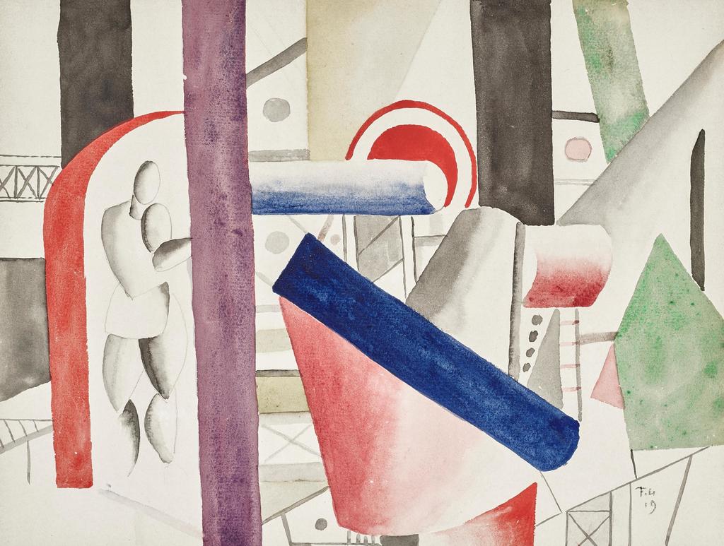 Fernand Léger (1881-1955), L’Usine, 1919. Gouache, aquarelle et crayon sur papier, 24,4 x 31,5 cm.