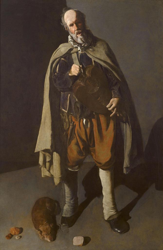 Georges de La Tour (1593-1652), Le Vielleur au chien, vers 1622. Huile sur toile, 186 x 120 cm. Bergues, musée du Mont-de-Piété. 