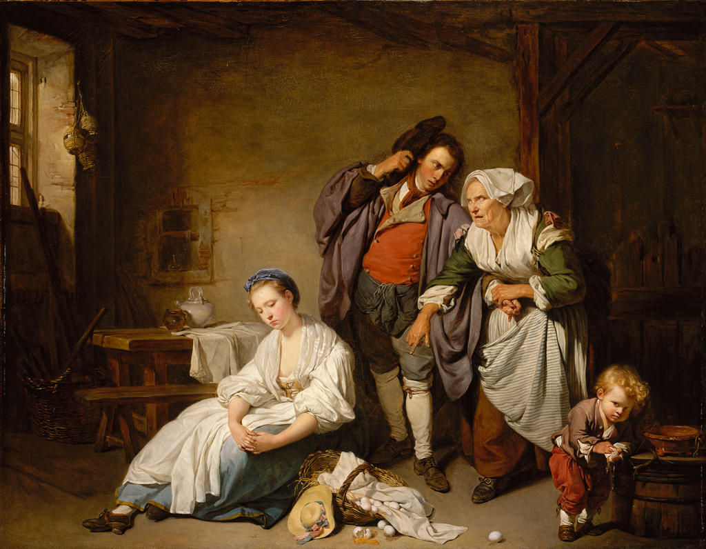 Jean-Baptiste Greuze, Les Œufs cassés, 1756. Huile sur toile, 73 x 94 cm. New York, The Metropolitan Museum of Art.