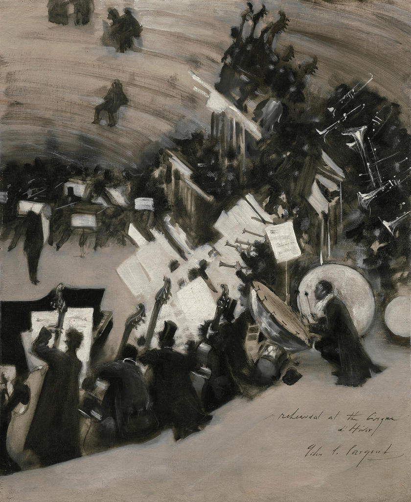 John S. Sargent, Répétition de l’orchestre Pasdeloup au Cirque d’hiver, vers 1879-80. Huile sur toile, 57,2 x 46 cm. Boston, Museum of Fine Arts. 