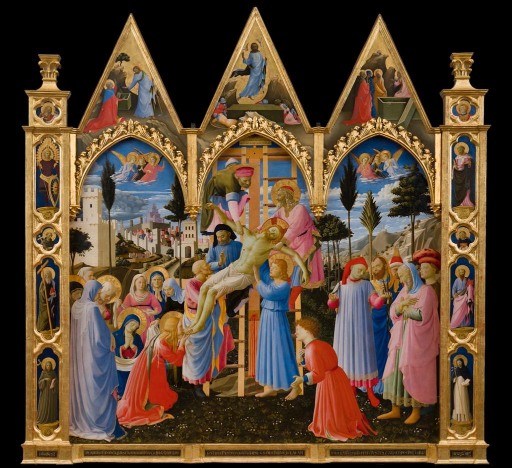 Lorenzo Monaco (vers 1370-1424) et Beato Angelico (vers 1395-1455), Pala Strozzi, vers 1421-1424 et vers 1430-1432. Tempera et or sur toile, 277 x 283 cm. Florence, Museo di San Marco. 