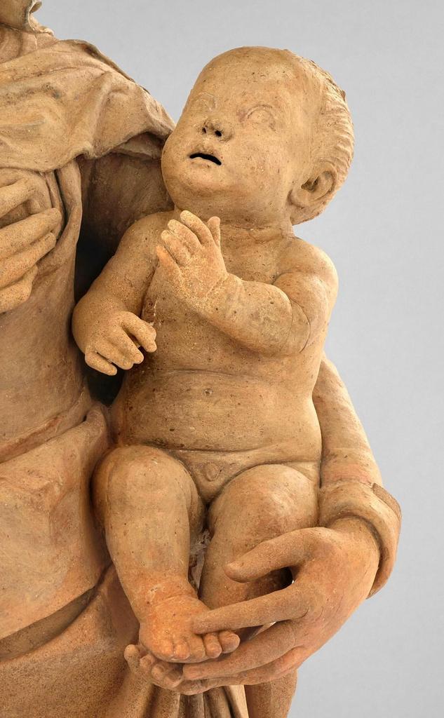 Michel Colombe (vers 1430-1512), Vierge à l’Enfant, dite Vierge de La Carte (détail), vers 1500-1510. Terre cuite, 102 x 41 x 26 cm. Paris, musée du Louvre. 