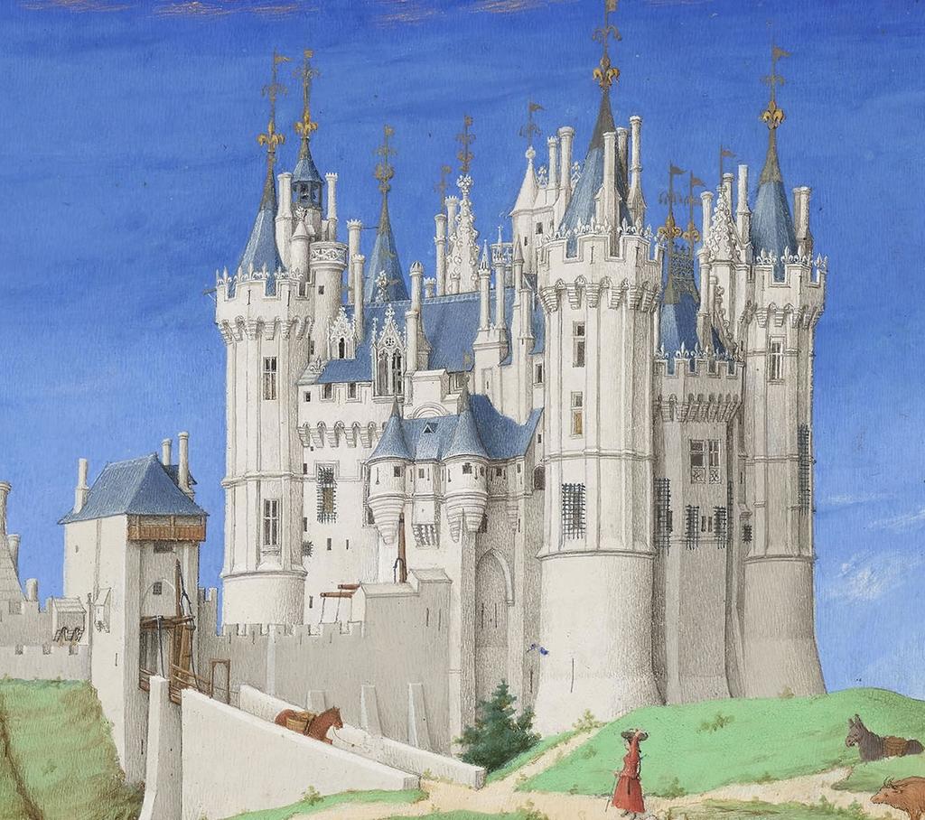 Les frères de Limbourg, vers 1411-1416, Barthélemy d’Eyck, vers 1446, et Jean Colombe, vers 1485, Très Riches Heures du duc de Berry, ms. 65, folio 9 v°, le mois de septembre, « Les vendanges » (détail). Chantilly, bibliothèque du musée Condé. 21 x 29 cm. 