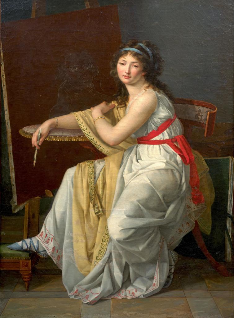 Adèle Tornézy (1769-1861), Portrait de femme artiste. Huile sur toile, 151 x 111,5 cm. Signée et datée « Adèle Tornézy / Lan 3eme r » en bas à droite. Vente Paris, Artcurial, 25 novembre 2025. Estimé : 100 000/150 000 €. 