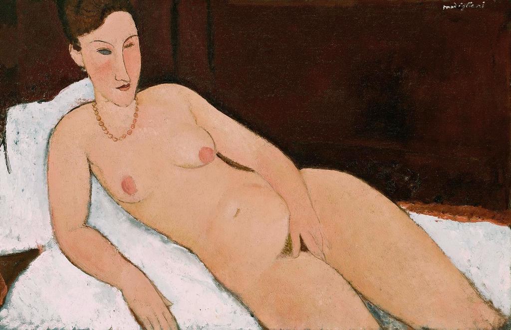 Amedeo Modigliani (1884-1920), Nu au collier de corail, 1917. Huile sur toile, 66,5 x 101,1 cm. Oberlin, Allen Memorial Art Museum, Oberlin College, Ohio. Don de Joseph et Enid Bissett. 
