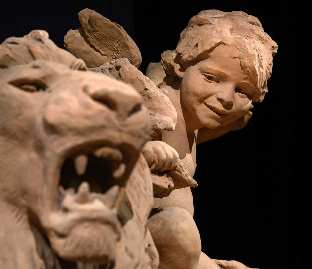 Jean-Antoine Injalbert (1845-1933), grand prix de Rome de 1874, L’Amour domptant la force (détail), 1880. Plâtre teinté, 100 x 200 x 150 cm. Paris, Académie des beaux-arts, collection musée de Caen.