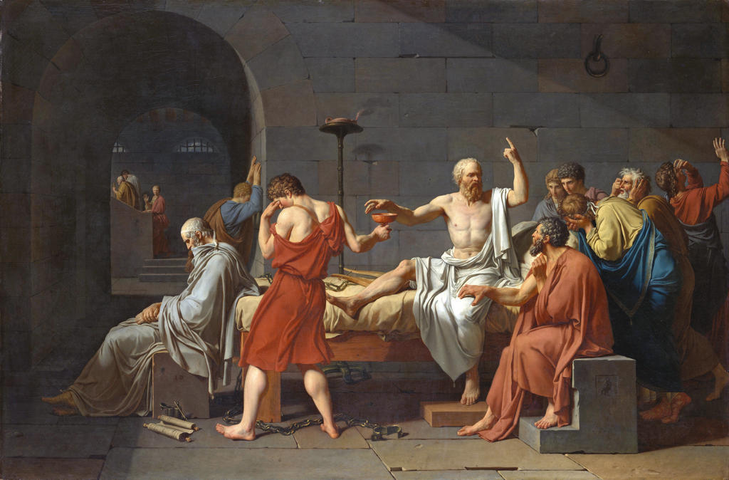 Jacques-Louis David, La Mort de Socrate, 1787. Huile sur toile, 129 x 196 cm. New York, The Metropolitan Museum of Art.